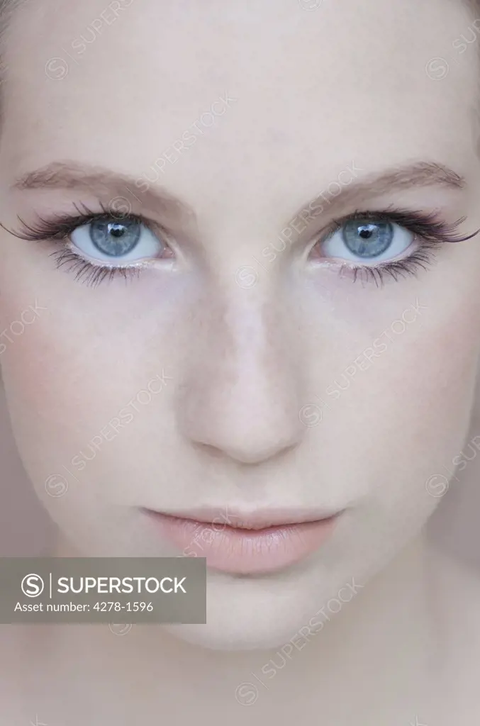 Extreme close up of young beautiful woman