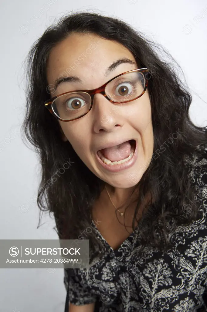 Portrait of Woman Making Funny Faces