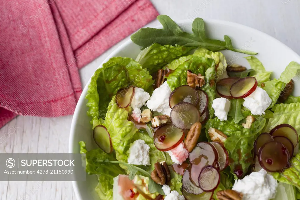 Mixed Salad with Cheese, Radishes and Pecan Nuts