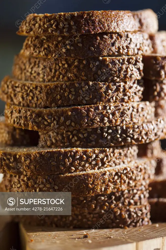 Stack of Sliced Seeded Bread