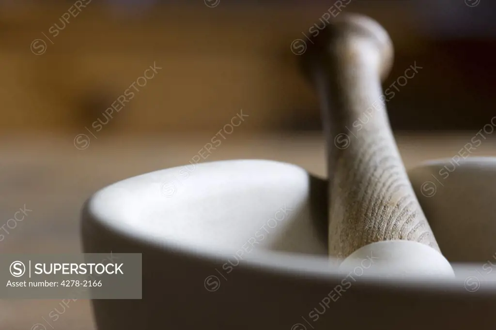Close up of mortar and pestle