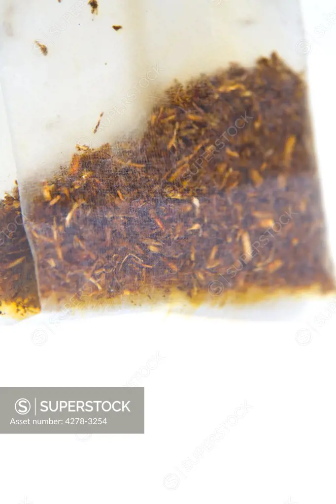 Close up of a wet bag of black tea