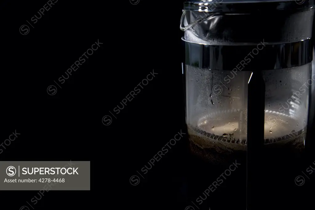 Close up of a French press cafetiere