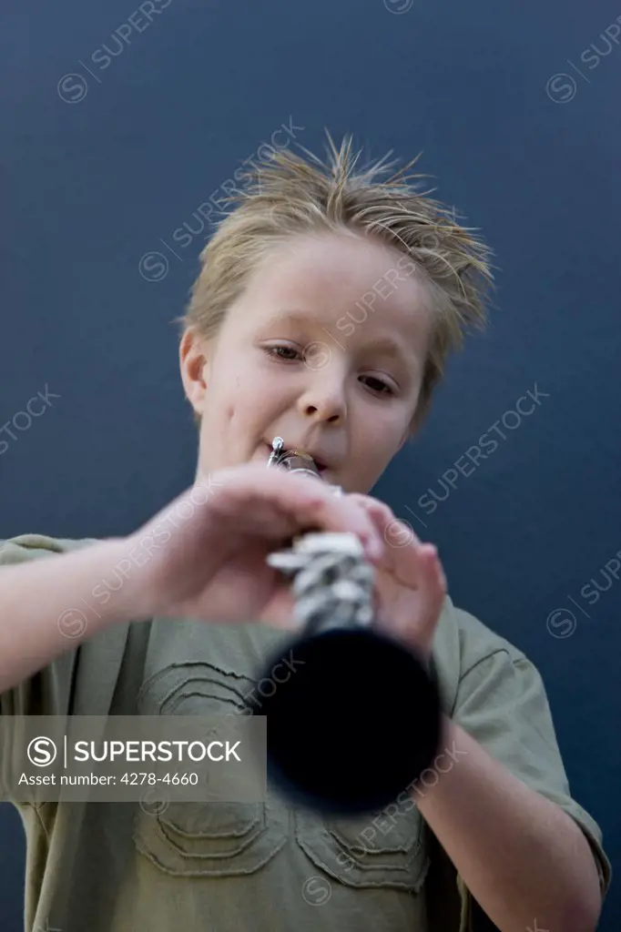 Boy playing the clarinet