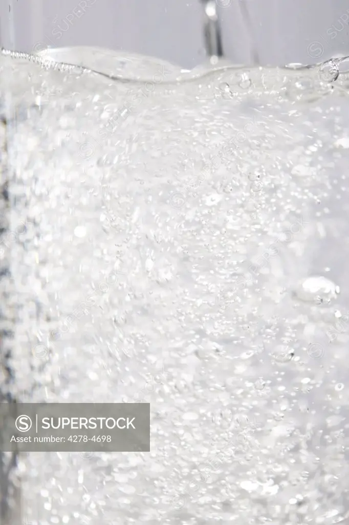 Extreme close up of sparkling water