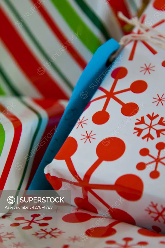 Extreme close up of gift boxes