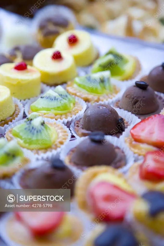 Close up of assorted mini cakes