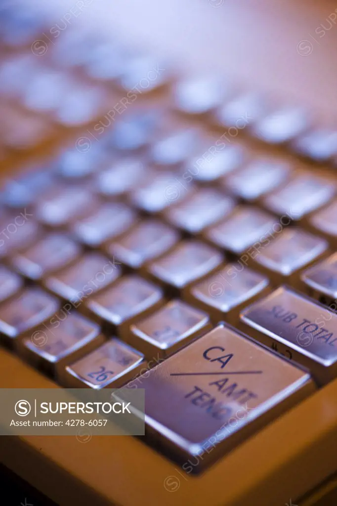 Close up of a cash register keypad