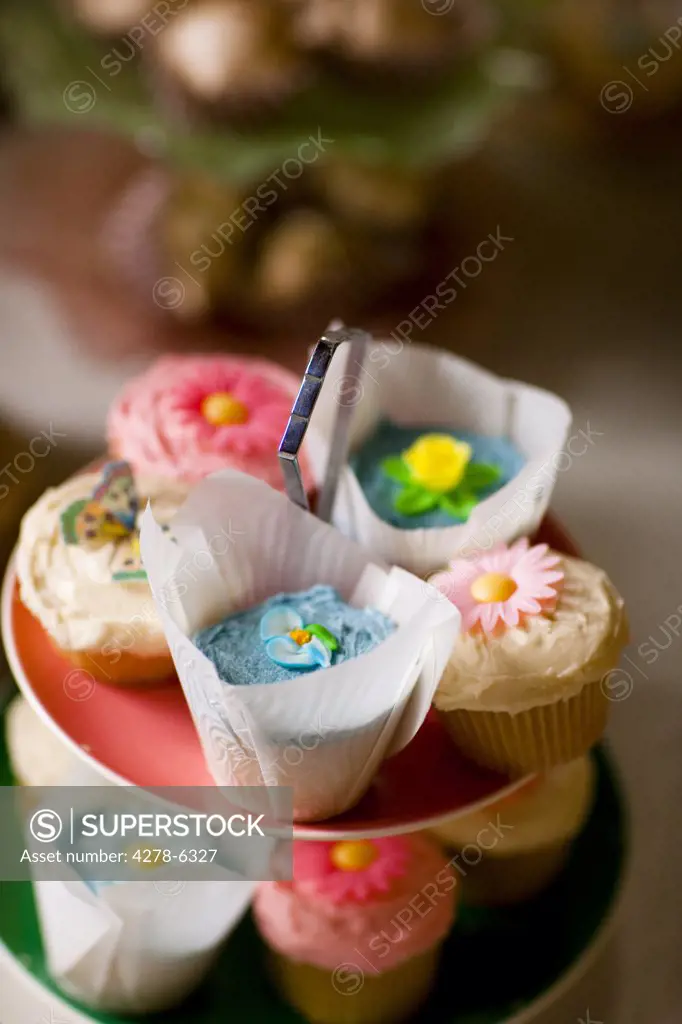 Close up of colorful cupcakes
