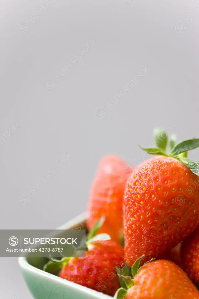 Close up of strawberries in a bowl