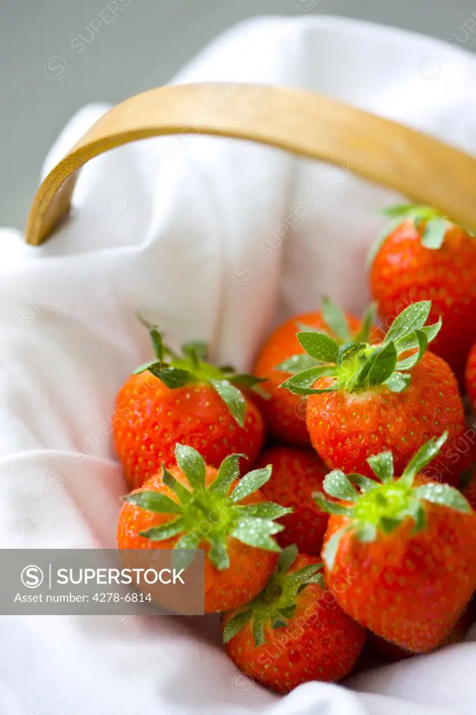 Close up of strawberries in a basket