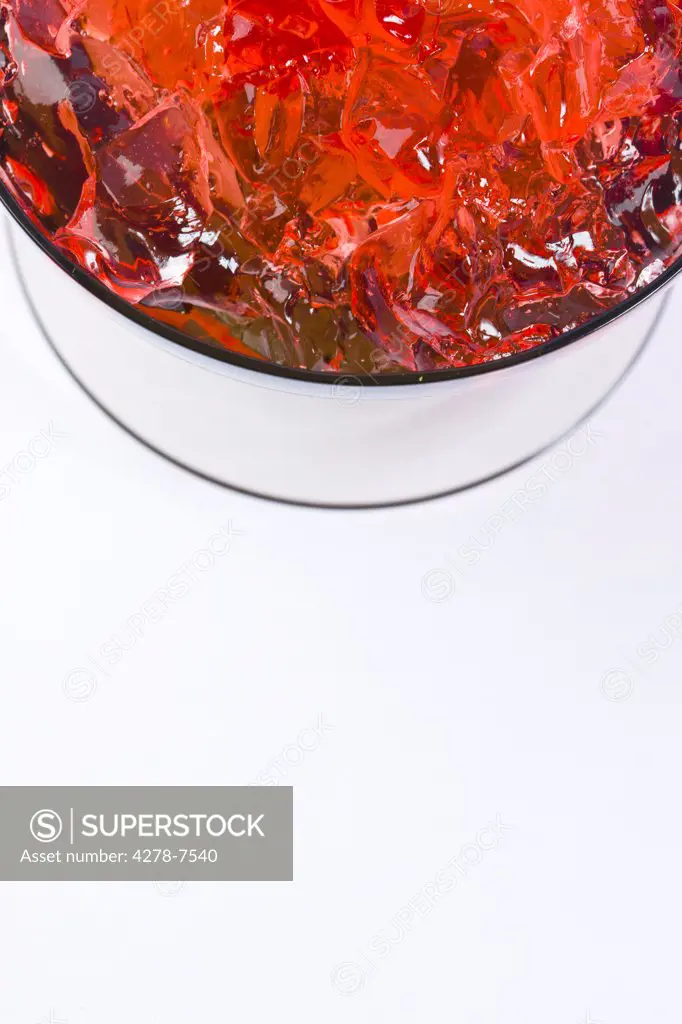 Red Gelatin Dessert in a Glass Cup