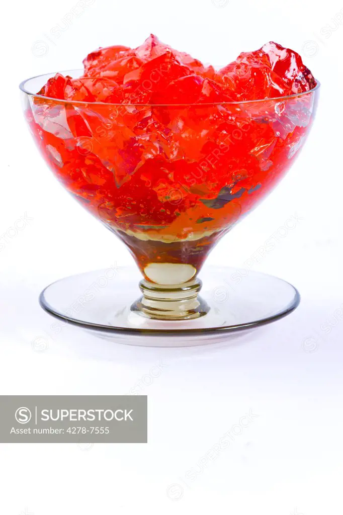 Red Gelatin Dessert in a Glass Cup