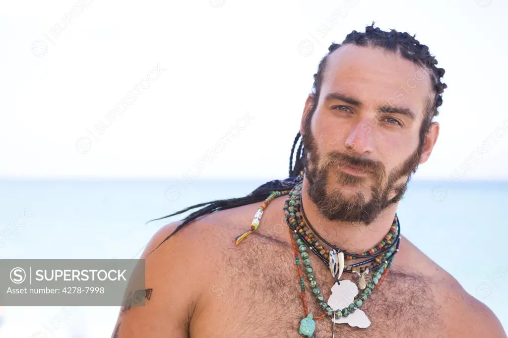 Bearded Man with Long Braided Hair