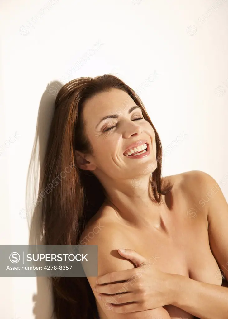 Smiling Woman with Eyes Closed