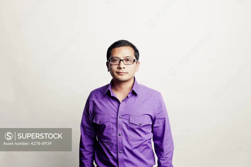 Man Wearing Purple Shirt