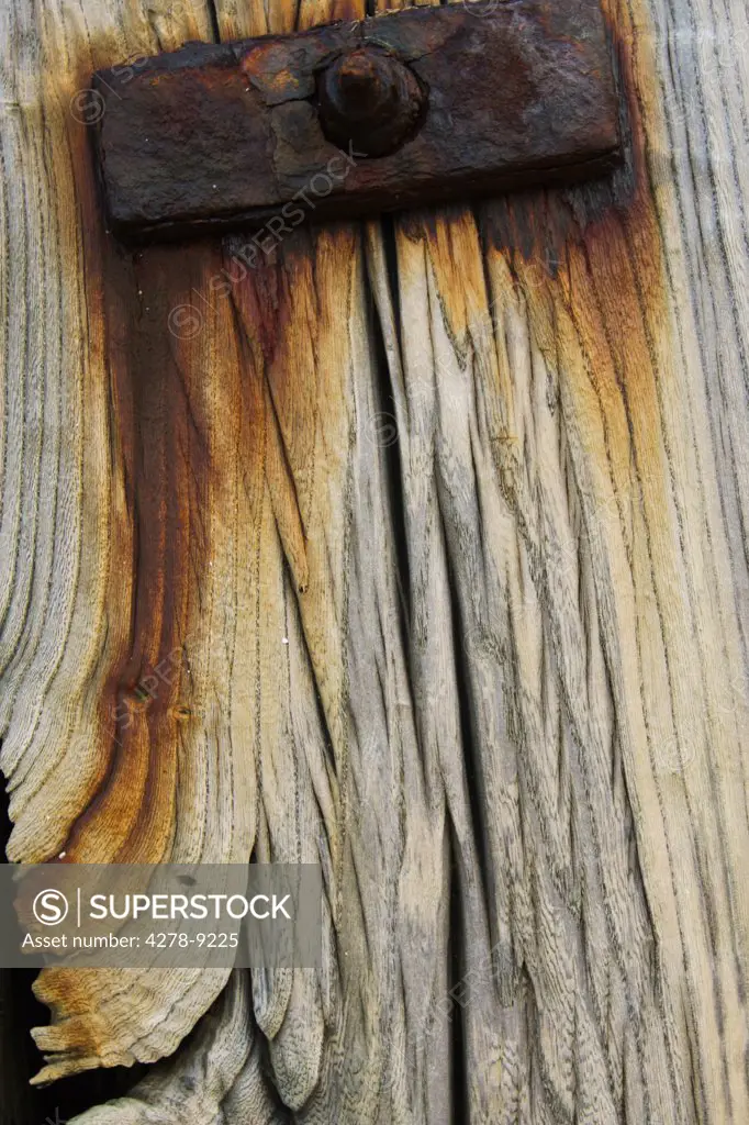 Rusting Wood and Metal Bolt