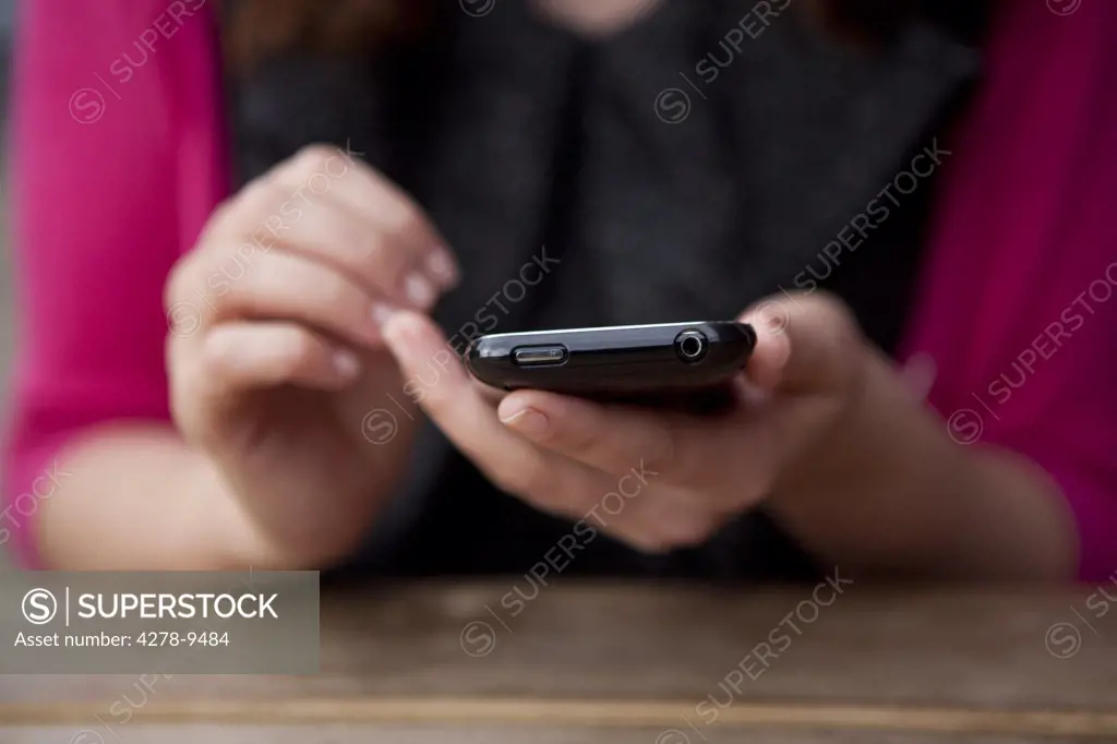 Woman Using Smartphone, Close up view