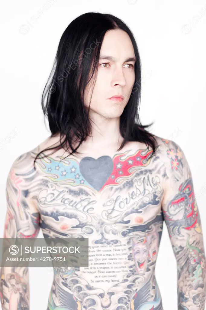 Portrait of Man Covered in Tattoos