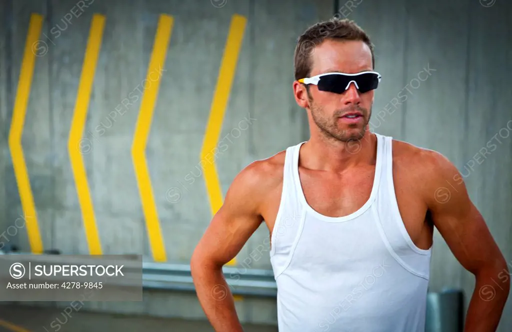 Portrait of Sportsman with Sunglasses