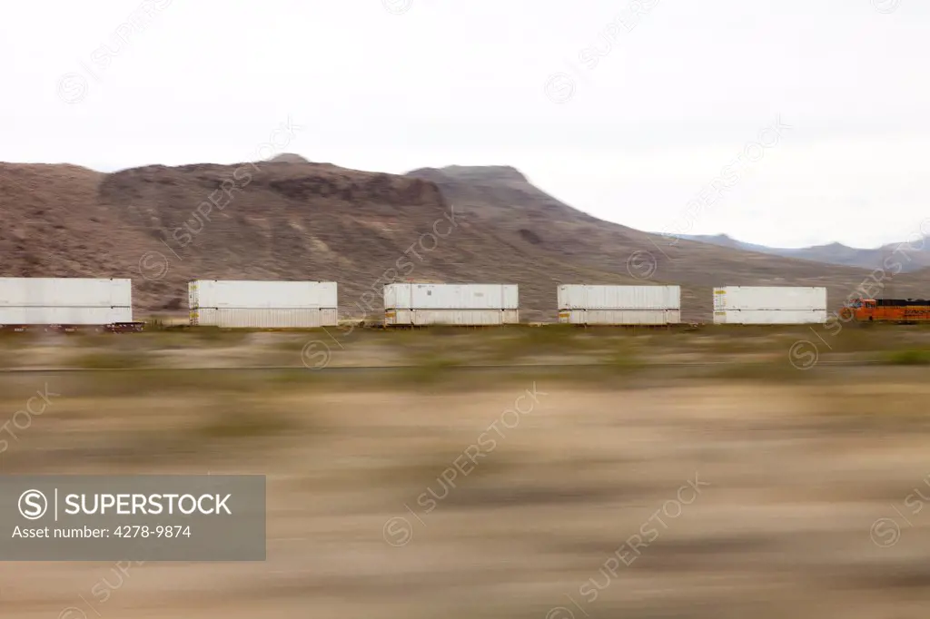 Mountain Landscape and Freight Train, Blurred Motion