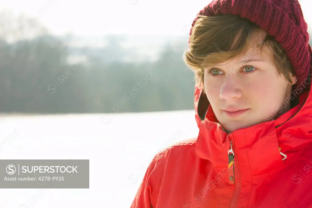 Close up Portrait of Teenage Girl Outdoors