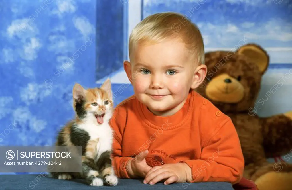 child with kitten