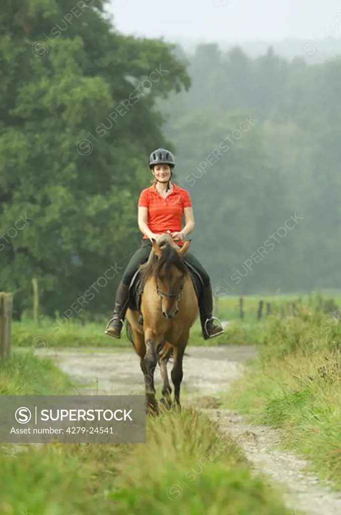 young woman - riding on Sorraia