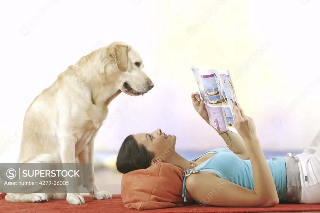 Labrador Retriever and young woman