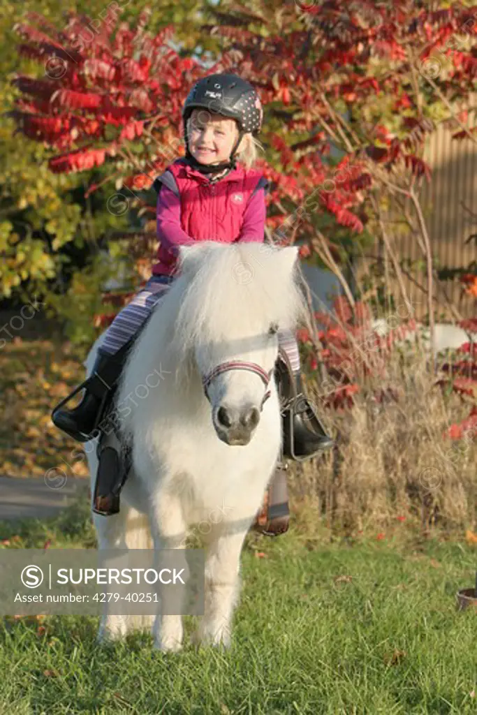 girl riding on Shetland Pony