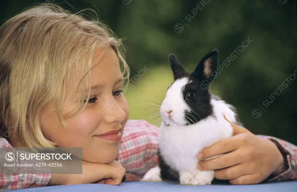 girl with pygmy rabbit