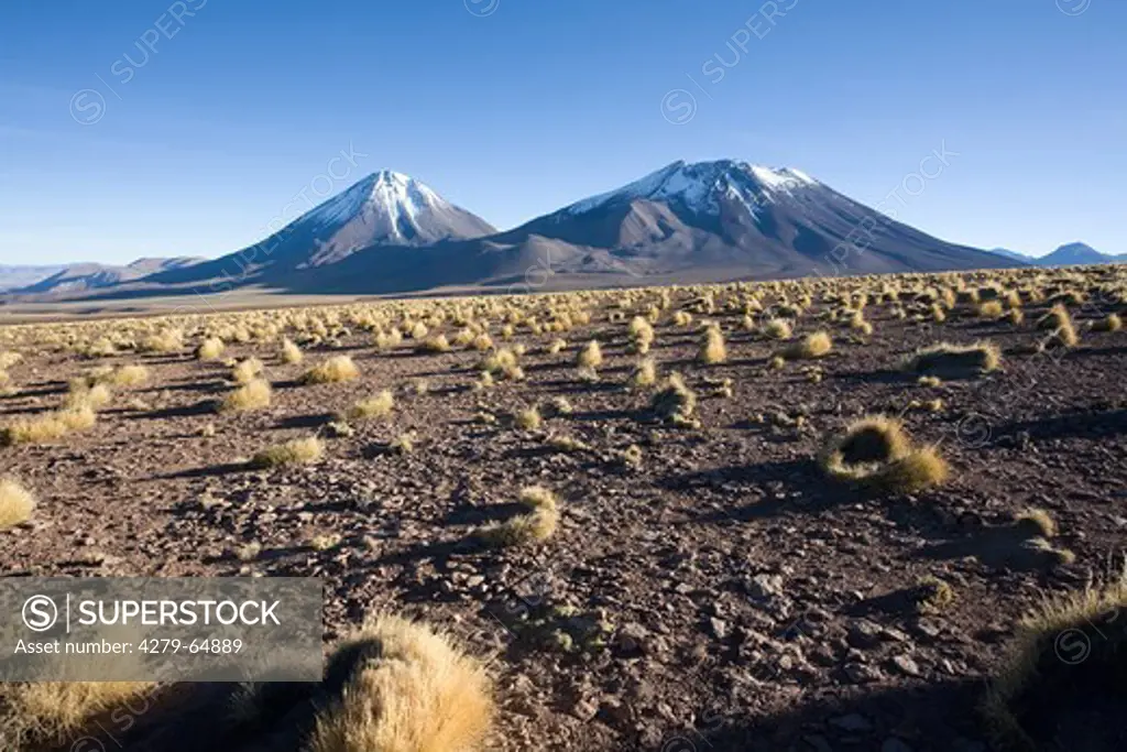 Mountain pass Paso de Jama with volcanoes near San Pedro de Atacama, Chile