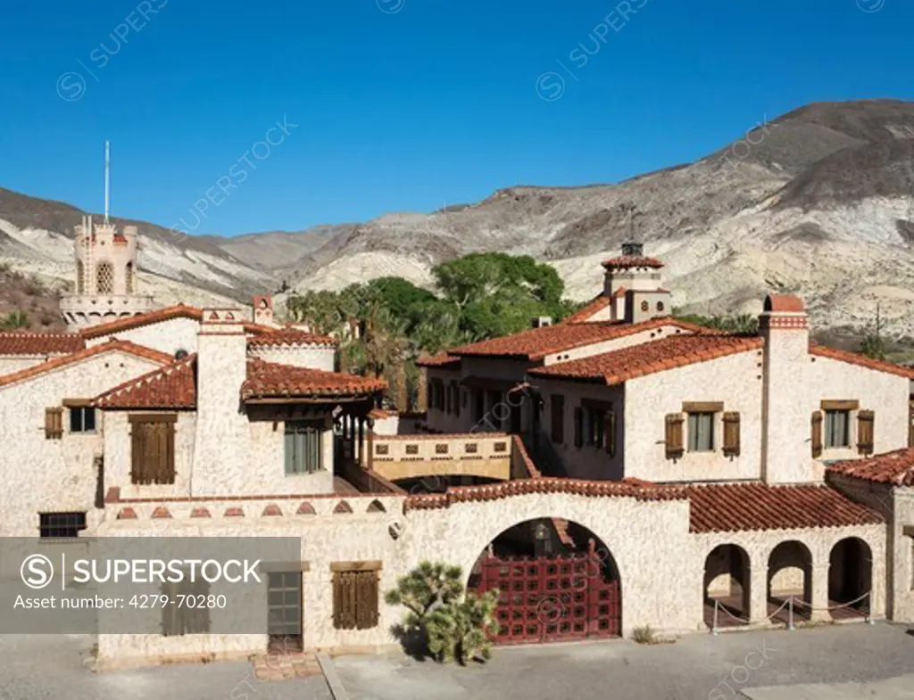 The history of Scotty's Castle in the Grapevine Canyon in the northern part of Death Valley is tighty linked to Walter Scott - Death Valley Scotty - perhaps the most eccentric character of the area. Death Valley National Park, California, USA.