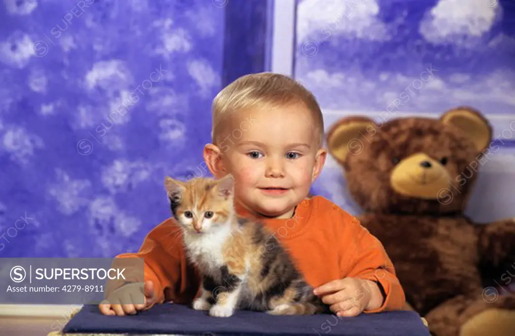 boy with kitten