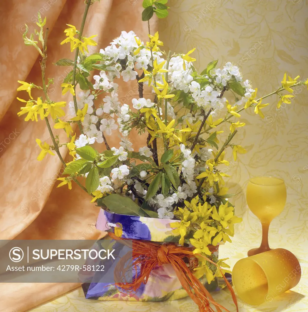 bouquet with blooming twigs
