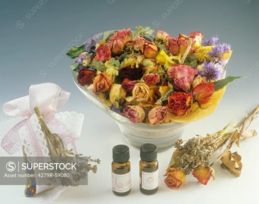 floral arrangement with dried roses