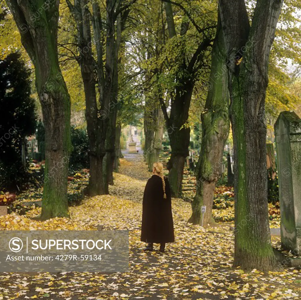 woman at the cemetery