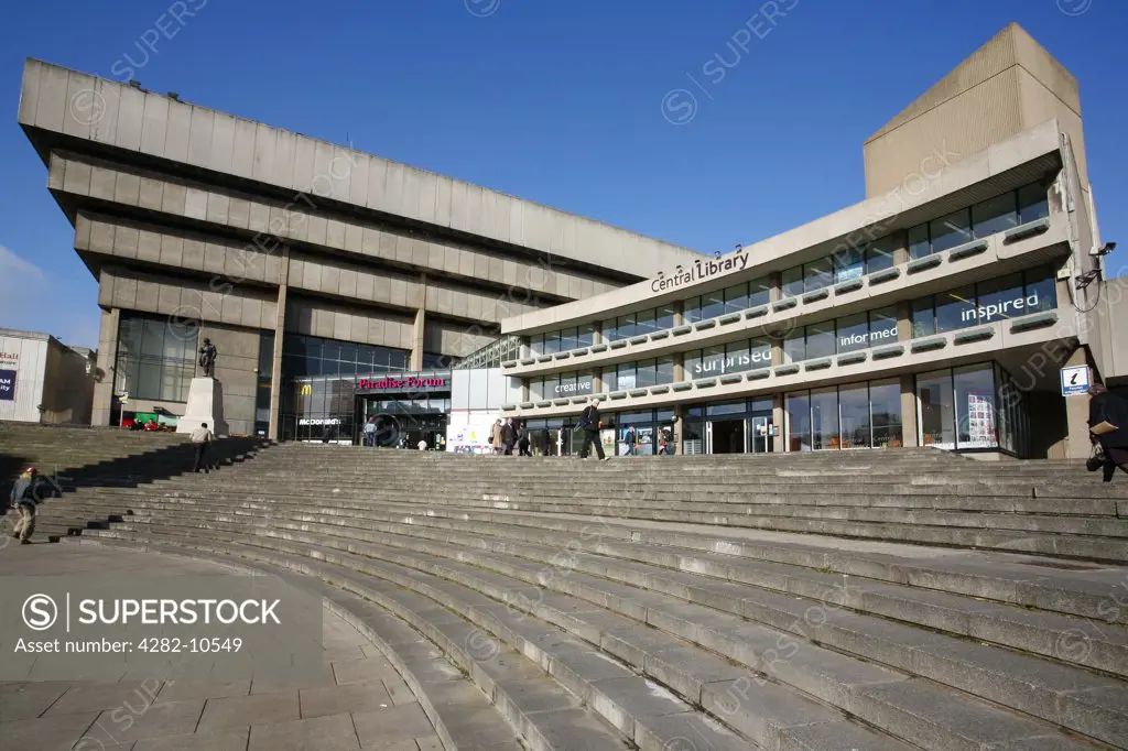 England, West Midlands, Birmingham. Birmingham Central Library in Chamberlain Square, one of the largest and most important public libraries in Europe.