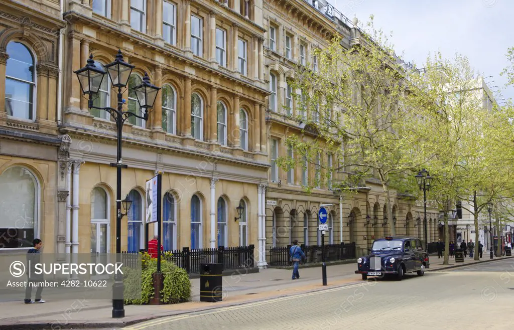 England, West Midlands, Birmingham. Colmore Row in Birmingham, the ""city's most prestigious business address"".