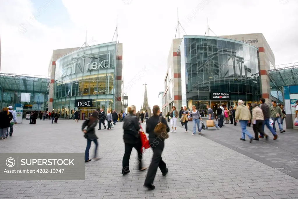 England, West Midlands, Birmingham. The New Birmingham Bull Ring Shopping Centre, the largest retail regeneration project in Europe and the UK's third most popular retail destination.