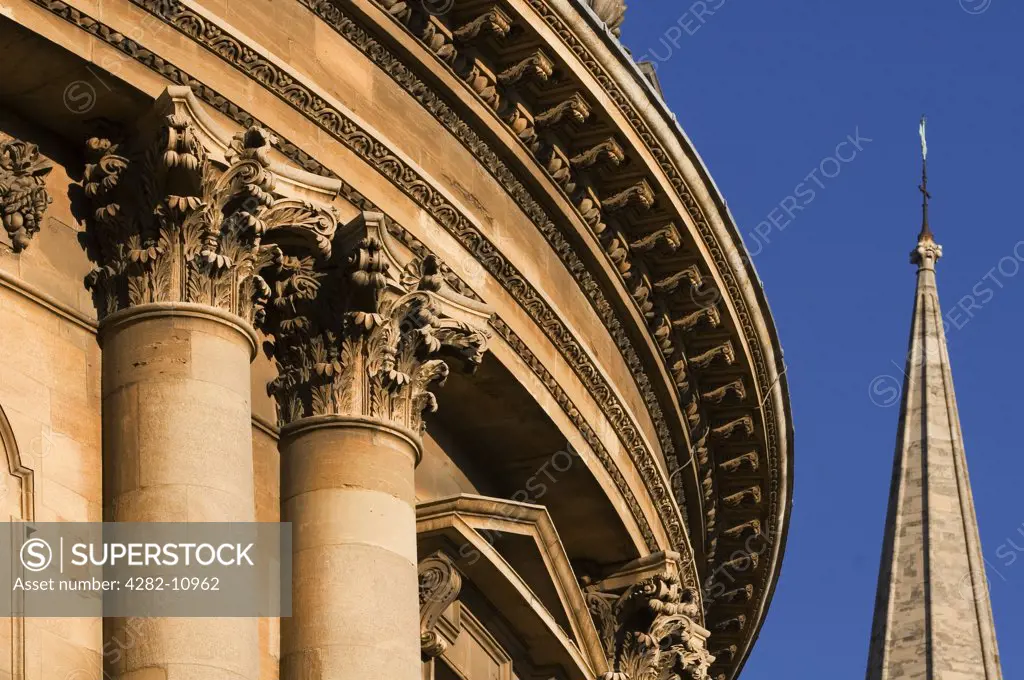 England, Oxfordshire, Oxford. Detail of Radcliffe Camera.