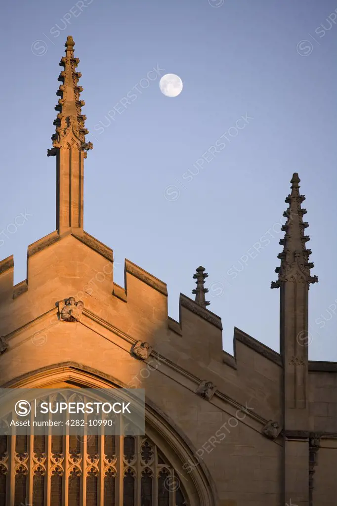 England, Oxfordshire, Oxford. Moonrise over All Soul's College.