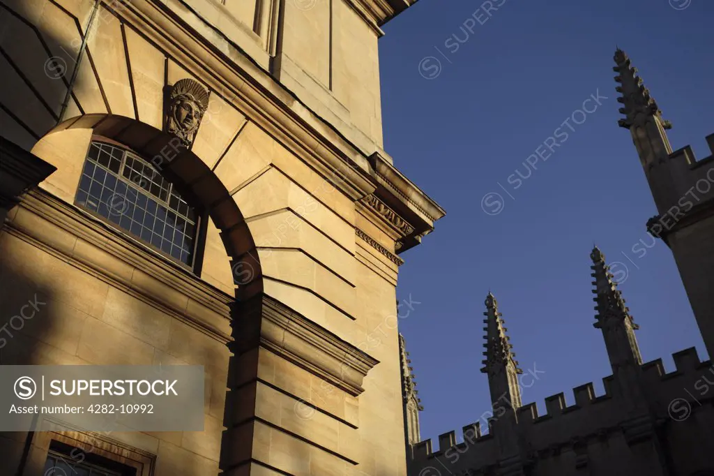 England, Oxfordshire, Oxford. The Bodleian Library and Sheldonian Theatre.