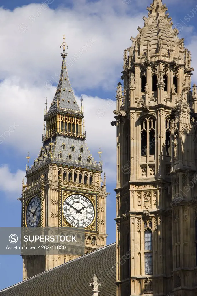 England, London, Westminster. Big Ben and Palace of Westminster.