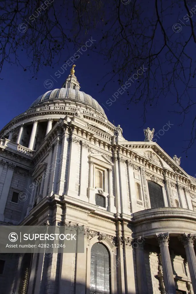 England, London, St Paul's Cathedral. The south facade of St Paul's Cathedral.