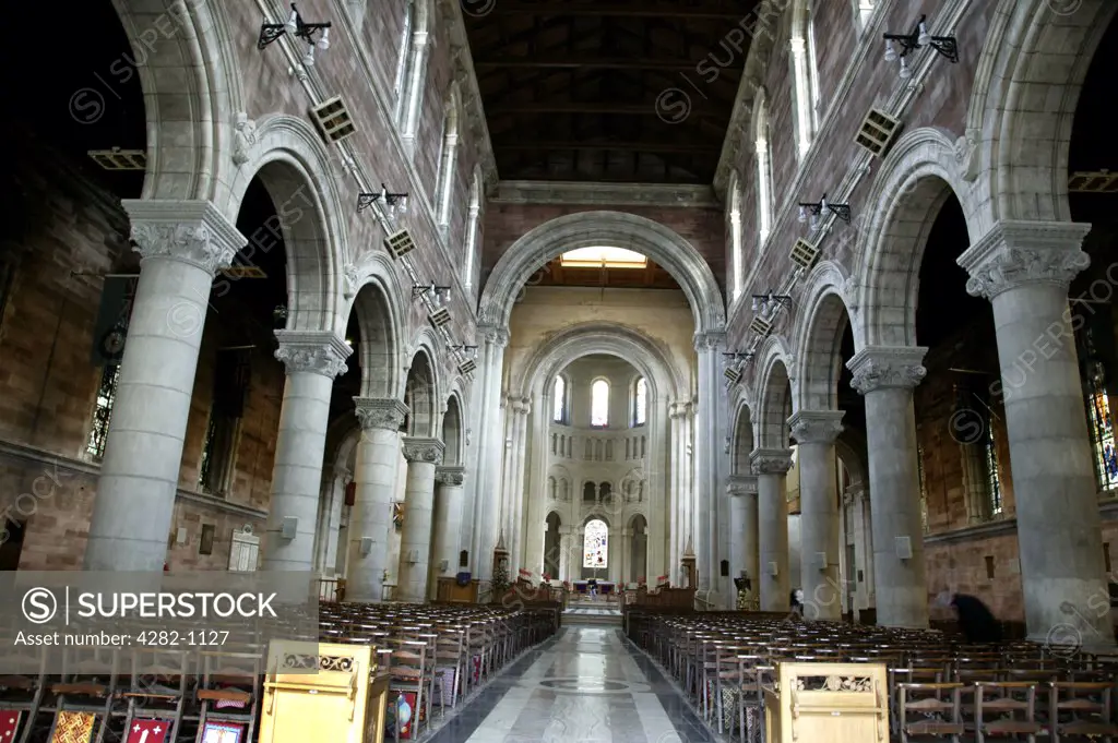Northern Ireland, Belfast, Donegall Street. Interior view of the grand Belfast Cathedral.
