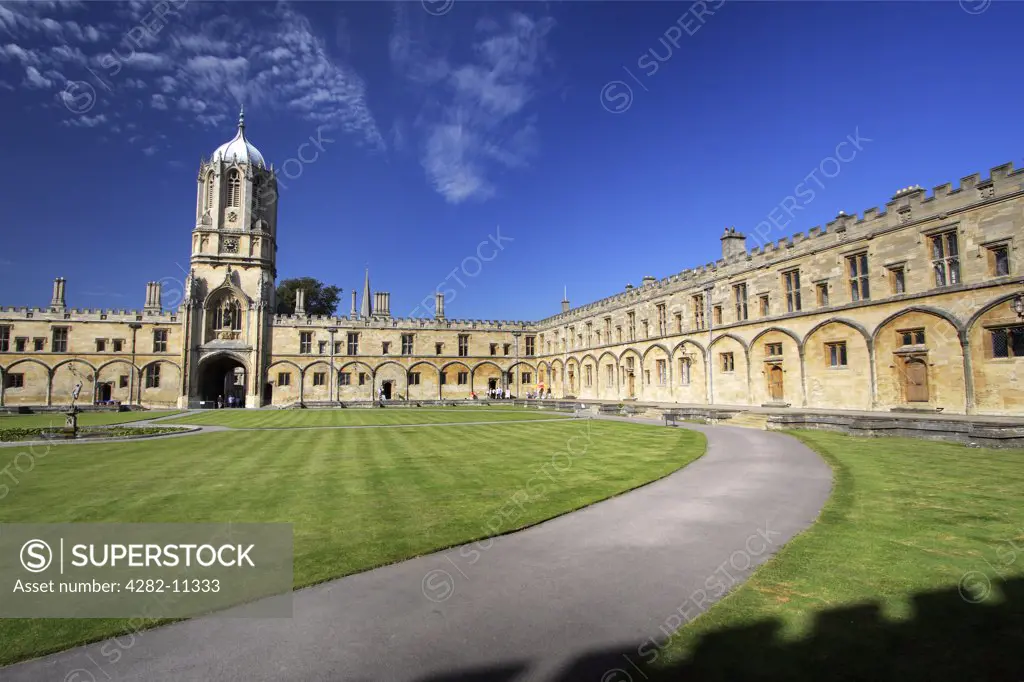 England, Oxfordshire, Oxford. The Quadrangle of Christ Church College in Oxford.