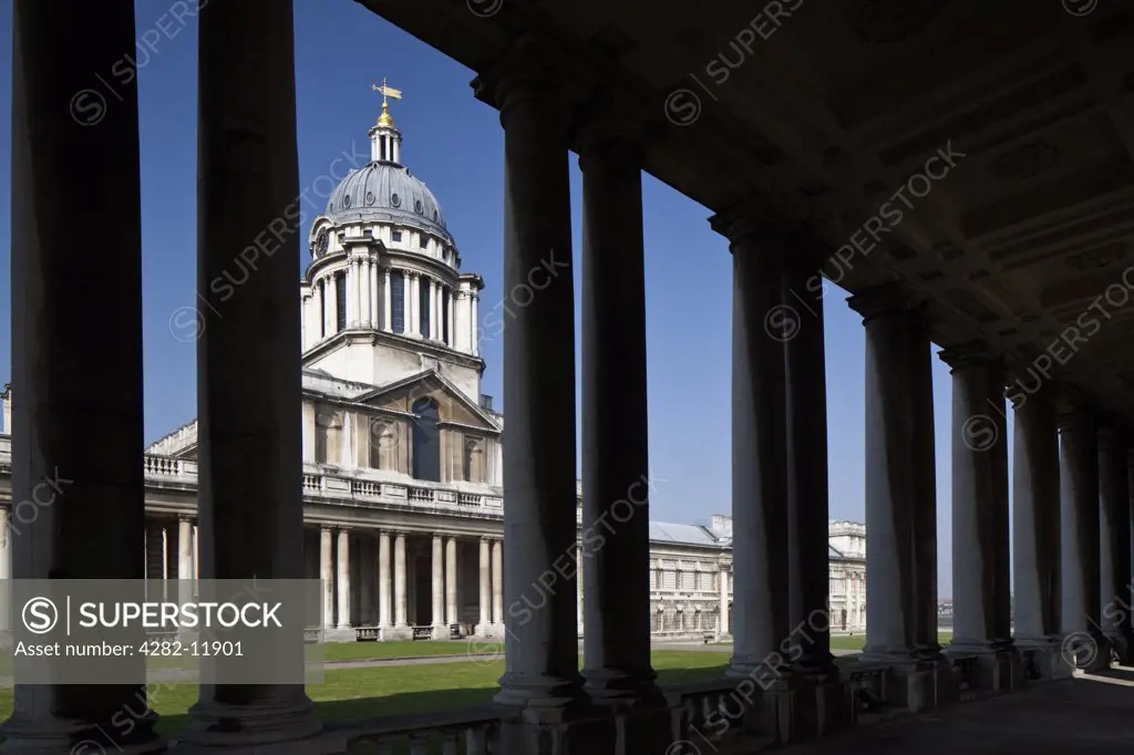 England, London, Greenwich. The Old Royal Naval College on the South bank of the River Thames at Greenwich.