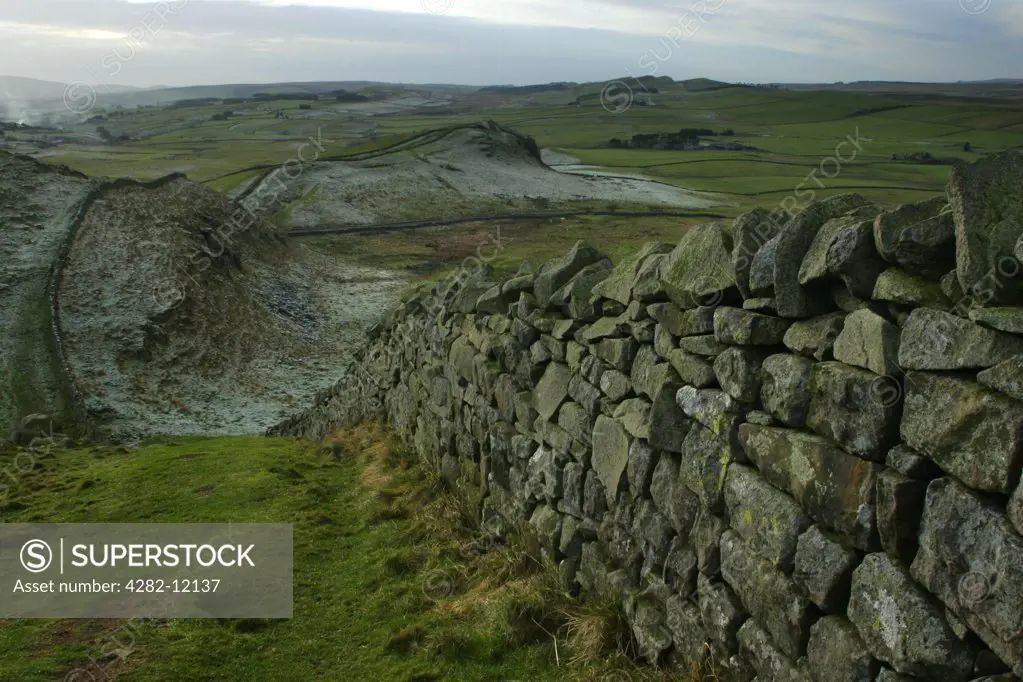 England, Northumberland, Hadrians Wall. The world heritage site of Hadrians Wall near the town of Haltwhistle.