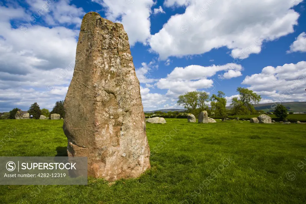 England, Cumbria, Little Salkeld. Long Meg and her daughters, one of the finest stone circles to be found in the north of England.